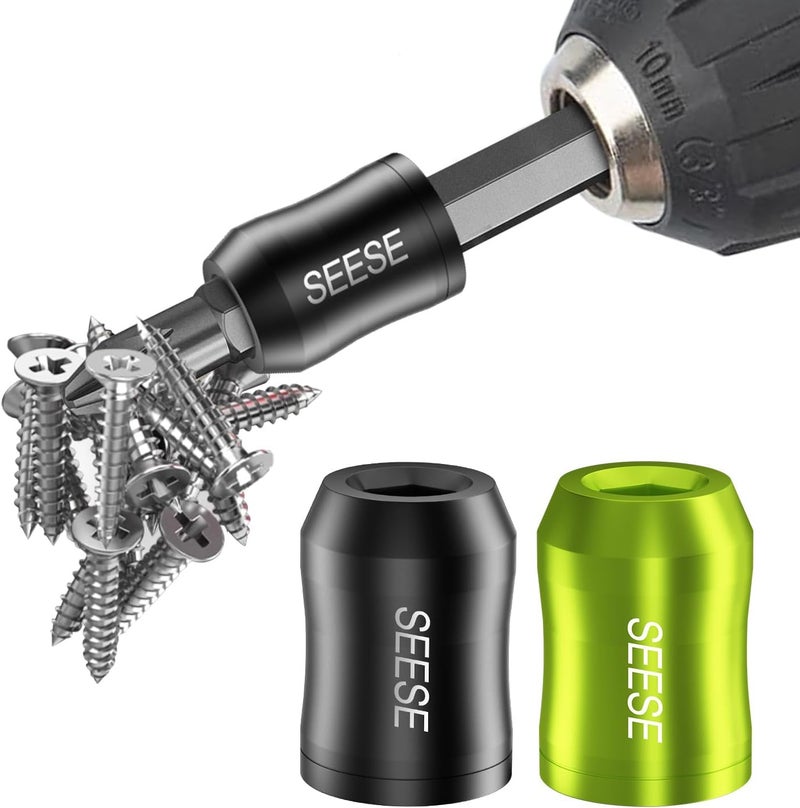 SEESE Strong Magnetic Screw Ring: 1/4 Inch/ 6.35 mm Universal Magnetic Screw Holder - Removable Magnetic Screwdriver Drill Bit Holder for Hex Screwdriver and Power Bits(2 Pcs) - Image 1